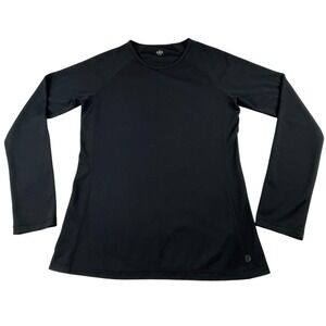 Alo Yoga Women's Black Long Sleeve Activewear Mesh Top Crew Neck Shirt